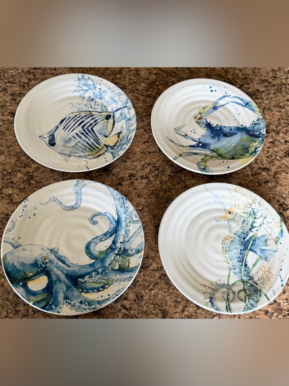 Pier 1 Sea Life Ironstone Salad Plates